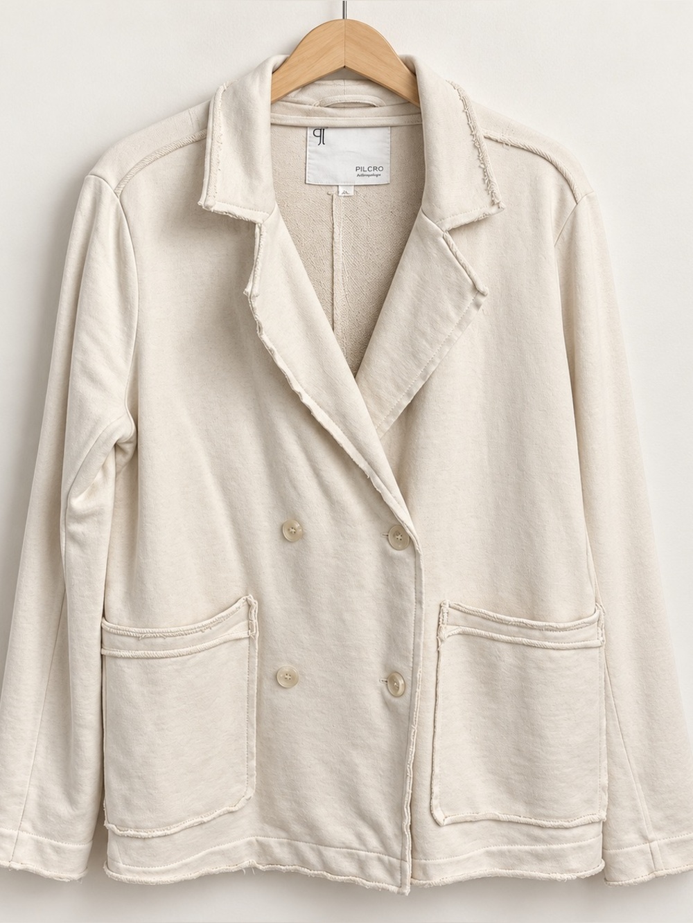 Pilcro x Anthropologie Knit Peacoat Jacket in Putty Size L - Picture 4 of 7